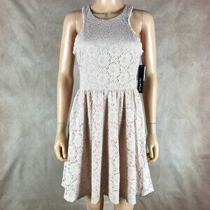 Sequin Hearts Blush Pink Lace Fit and Flare Dress NWT Size 7